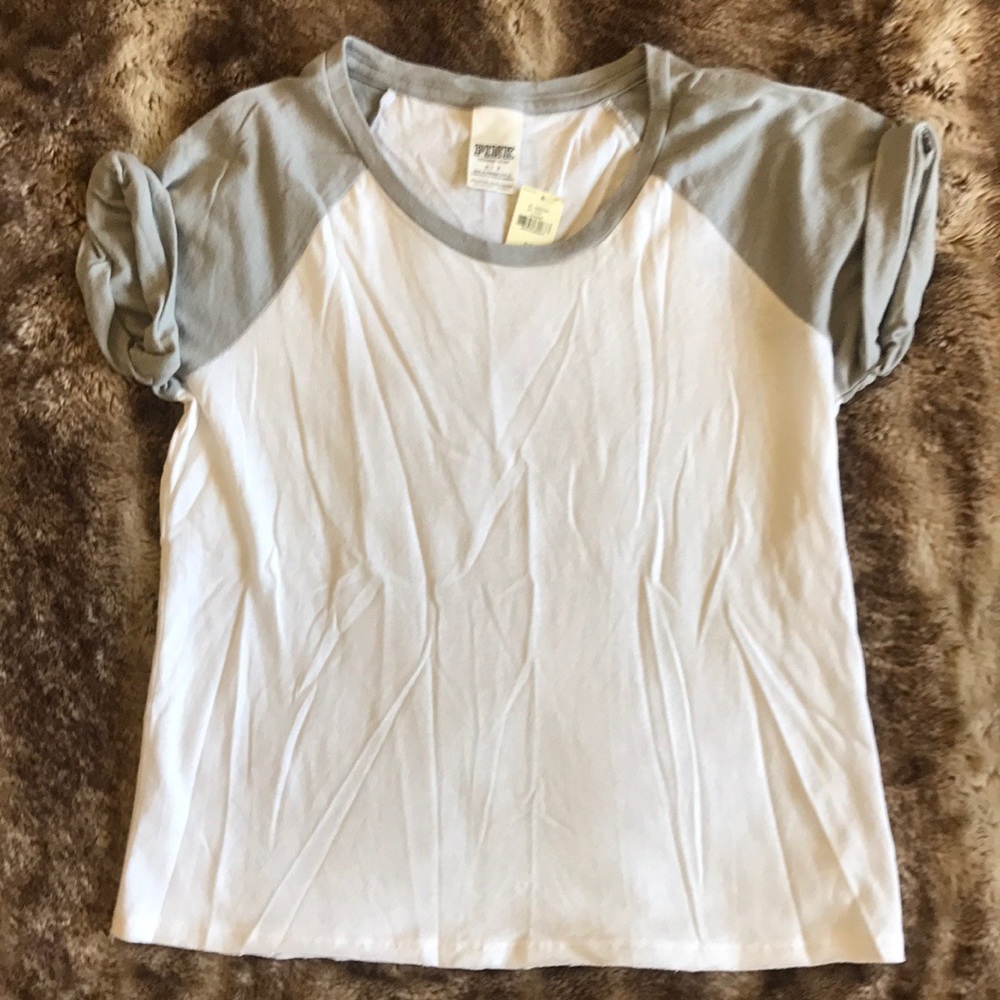 PINK Gray Baseball Tee